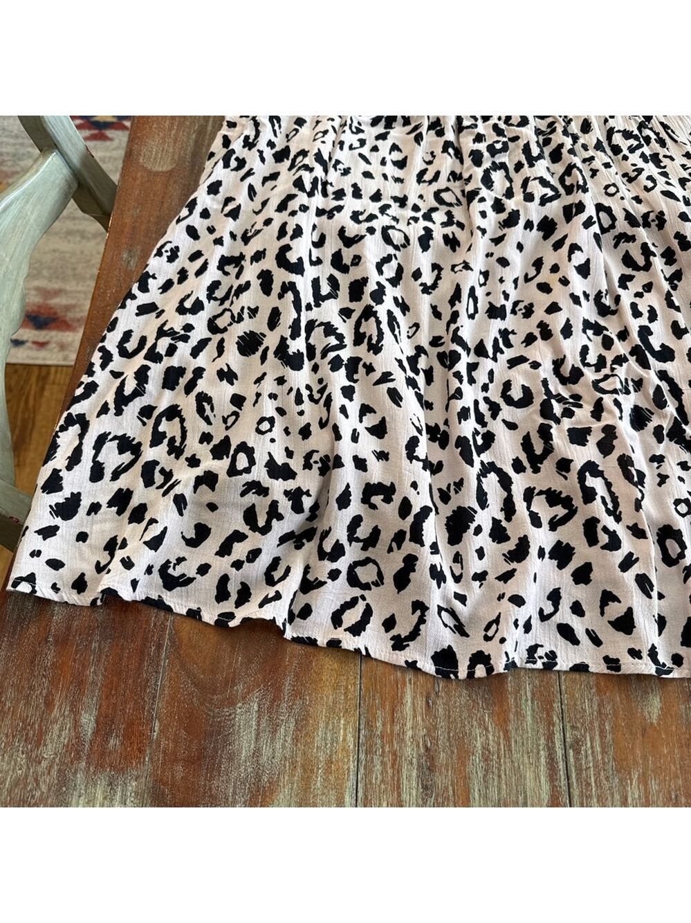 Savanna Jane Mini Dress 2X Beige Black Leopard Floral Multicolor Embroidery Boho - Picture 4 of 16